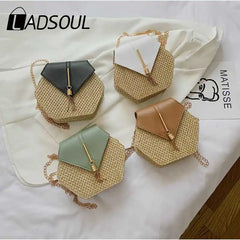 Women's Straw Tassel Shoulder Messenger Beach Bag