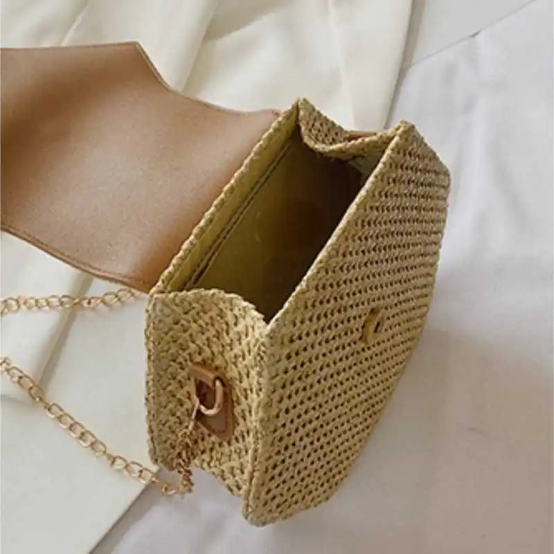 Women's Straw Tassel Shoulder Messenger Beach Bag