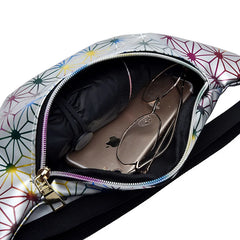 Personalized Roll PU Leather Flashing Lattice Waist Bag