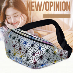 Personalized Roll PU Leather Flashing Lattice Waist Bag