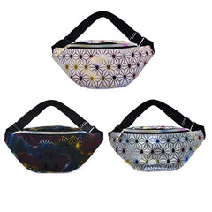 Personalized Roll PU Leather Flashing Lattice Waist Bag