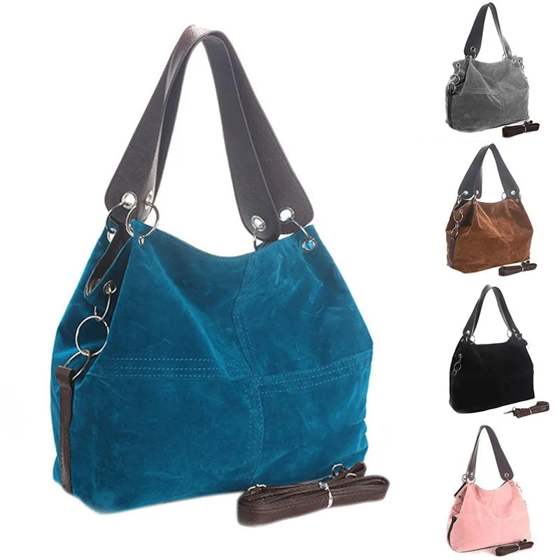 Women's Flannel One-shoulder Messenger Bag Solid Zipper Handbag