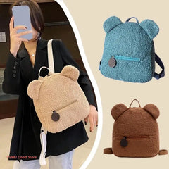 Women's Fleece Sherpa Bag Furry Backpack Plush Daypack