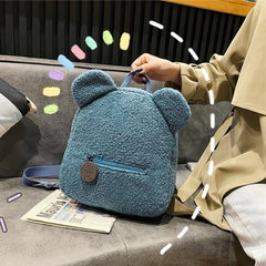 Women's Fleece Sherpa Backpack Cute Plush Daypack