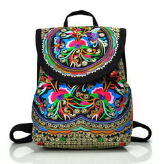 Floral Embroidered Backpack Travel Shoulder Rucksack Gift