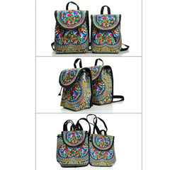 Floral Embroidered Backpack Travel Shoulder Rucksack Gift