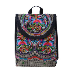 Floral Embroidered Backpack Travel Shoulder Rucksack Gift