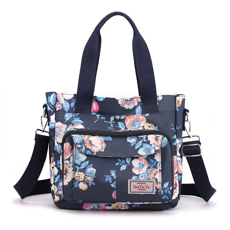 Floral Shoulder Bag Large Capacity Waterproof Top-handle Travel Totebag