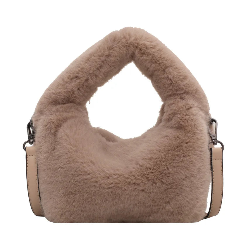 Plush Crossbody Bag Women's Furry Short Handle Clutch Shoulder Bag