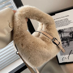 Plush Crossbody Bag Women's Furry Short Handle Clutch Shoulder Bag