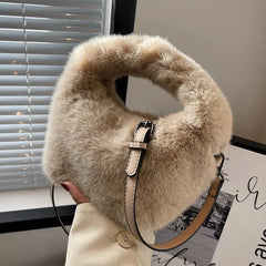 Plush Crossbody Bag Women's Furry Short Handle Clutch Shoulder Bag