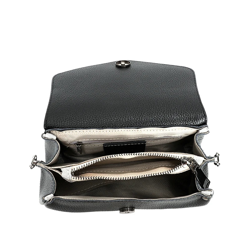 Women's Leather Shoulder Bag High Messenger Bag with Zippered Compartment