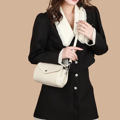 Women's Leather Shoulder Bag High Messenger Bag with Zippered Compartment