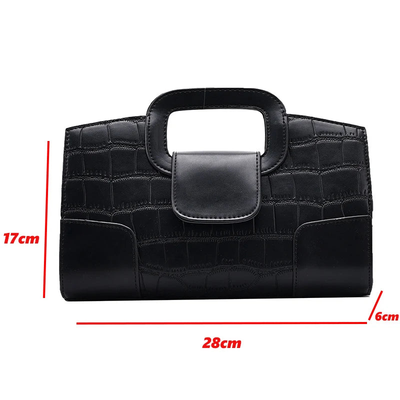 Crocodile Pattern Leather Tote Small Square Bag