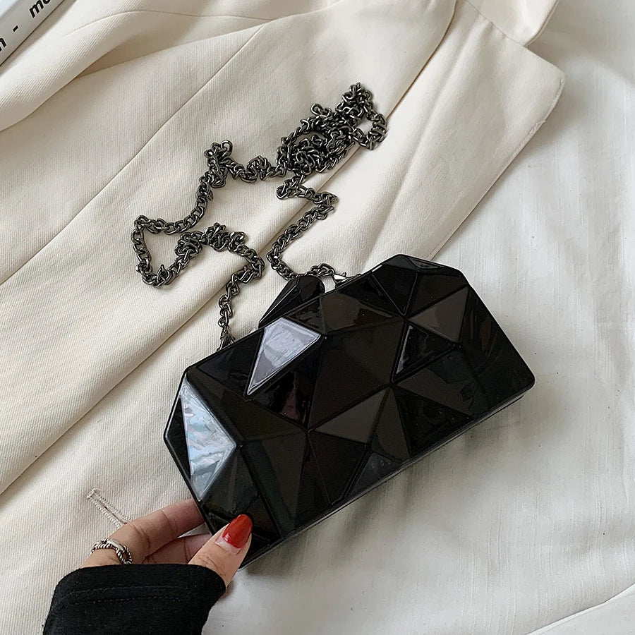 Mini Geometric Clutch Bag for Women Party Evening Purse Crossbody Shoulder Bag