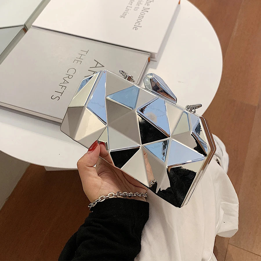 Mini Geometric Clutch Bag for Women Party Evening Purse Crossbody Shoulder Bag