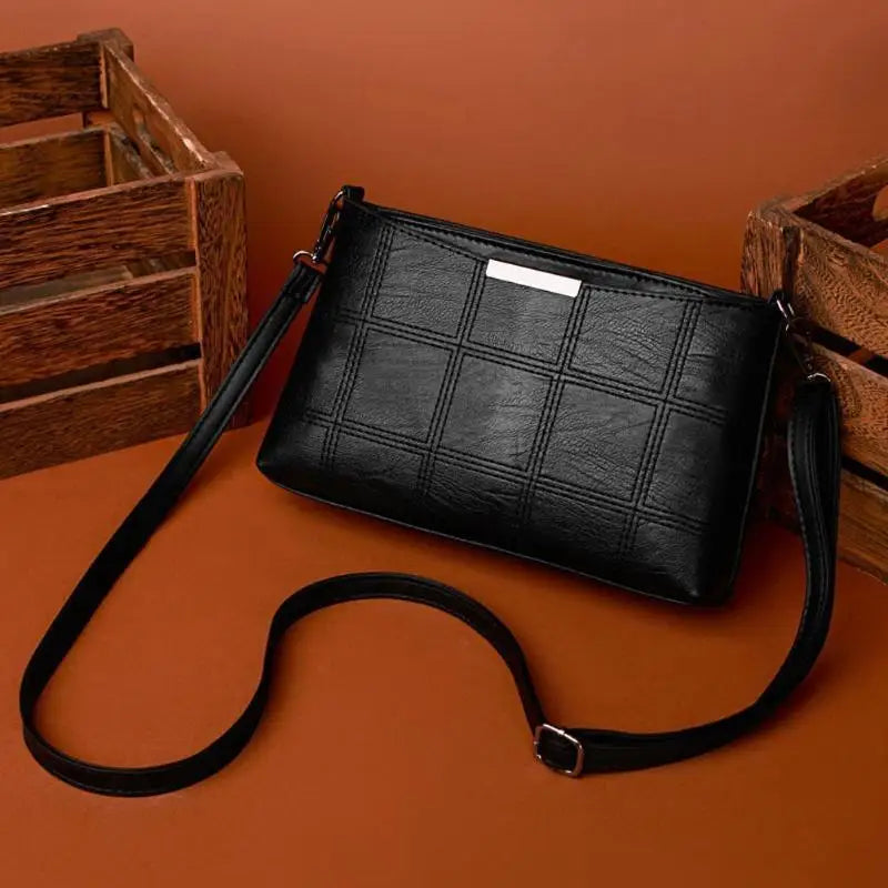 Women's Tassel Handbag Plaid Messenger Bag Shoulder Solid Square Bag