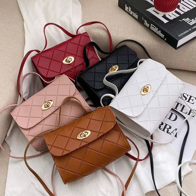 Small Crossbody Bag Lock Button Mini Purse