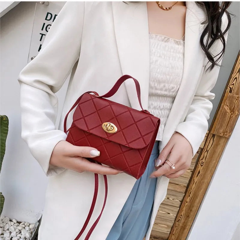 Small Crossbody Bag Lock Button Mini Purse