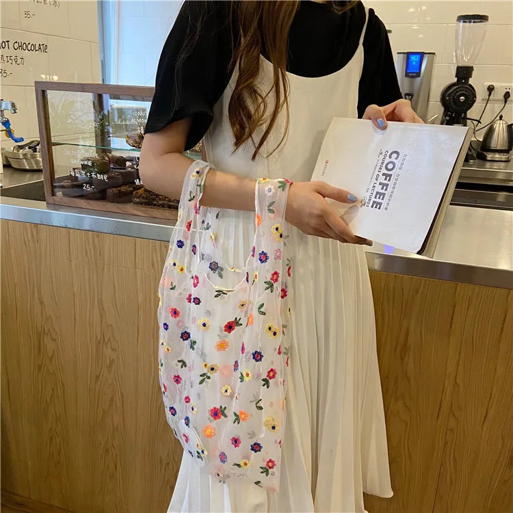 Embroidered Large Capacity Shopping Bag for Women