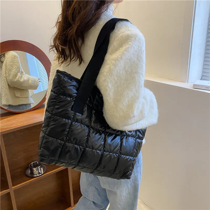 Retro Rhombus Space Cotton Shoulder Bags