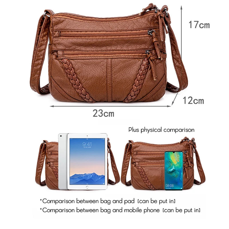 Women's Soft Leather Cosmetic Bag Large Capacity Travel Bag