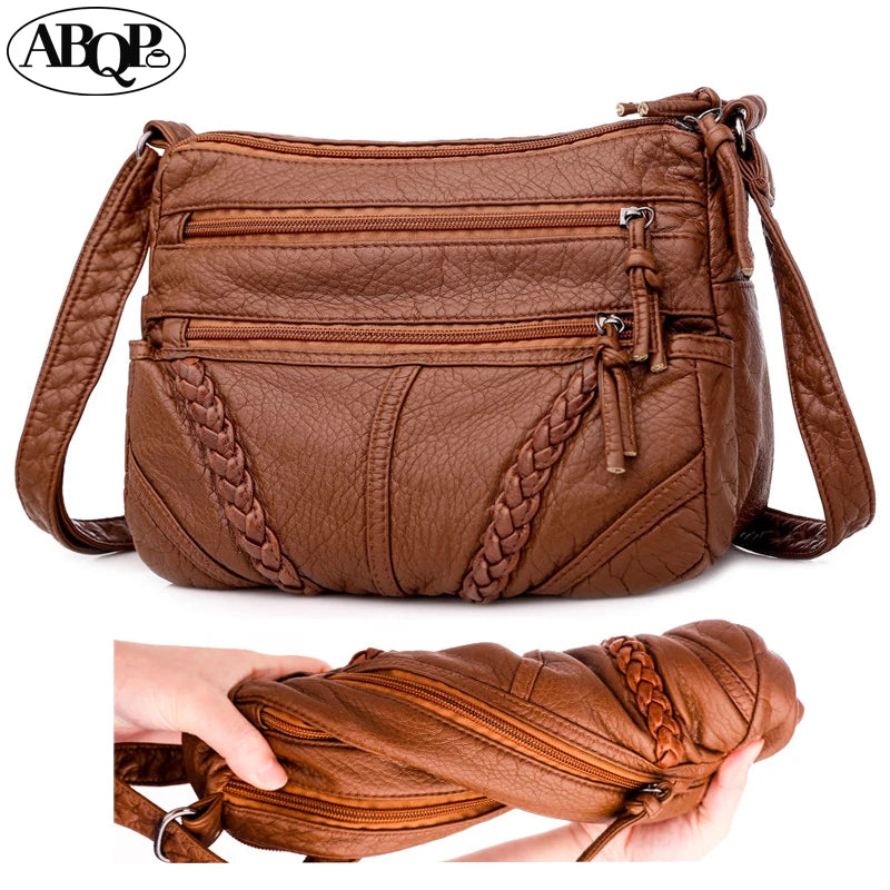 Women's Soft Leather Cosmetic Bag Large Capacity Travel Bag