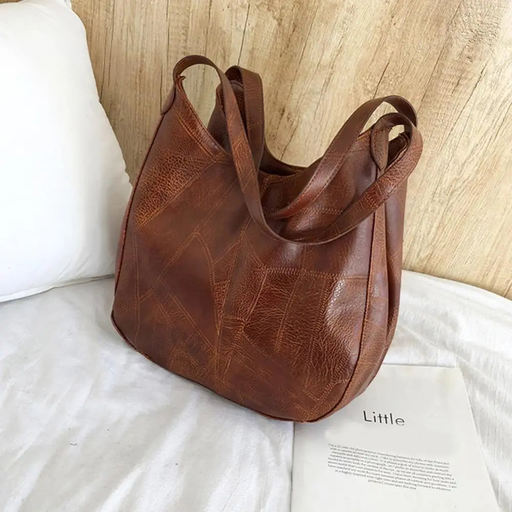 Vintage Leather Shoulder Bag Large Modern Female