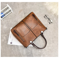 Women's High PU Leather Shoulder Bag Retro Handbag for Work Dating Shopping