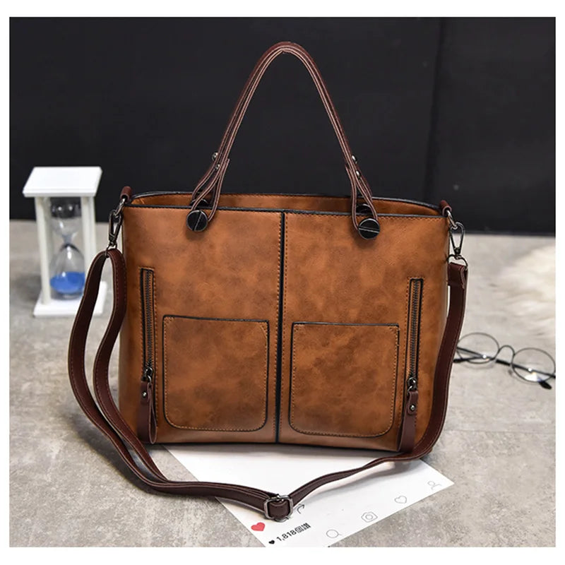 Women's High PU Leather Shoulder Bag Retro Handbag for Work Dating Shopping