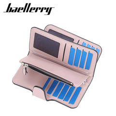 Women's High PU Long Purse Solid Clasp Mobile Phone Bag Hot Wallet
