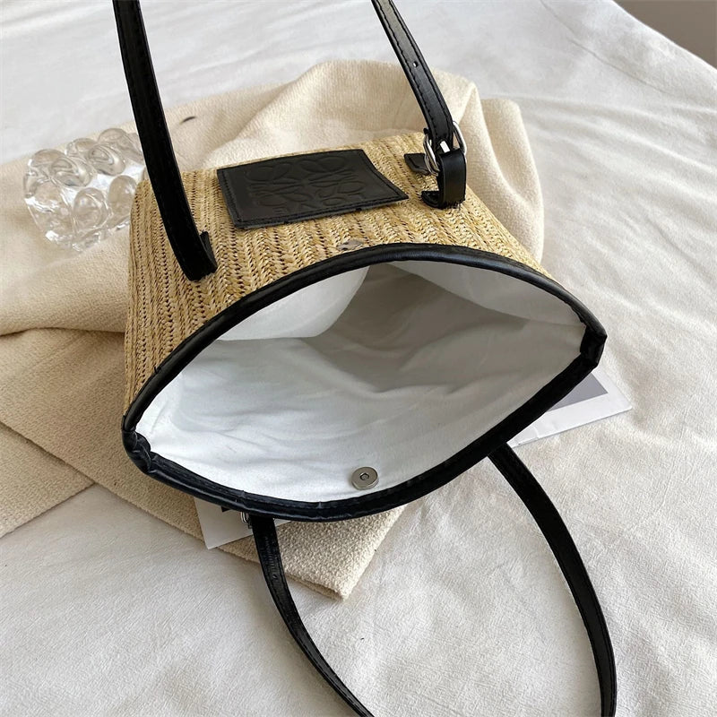 Women's Large Capacity Straw Shoulder Bag Beach Handbag Totes
