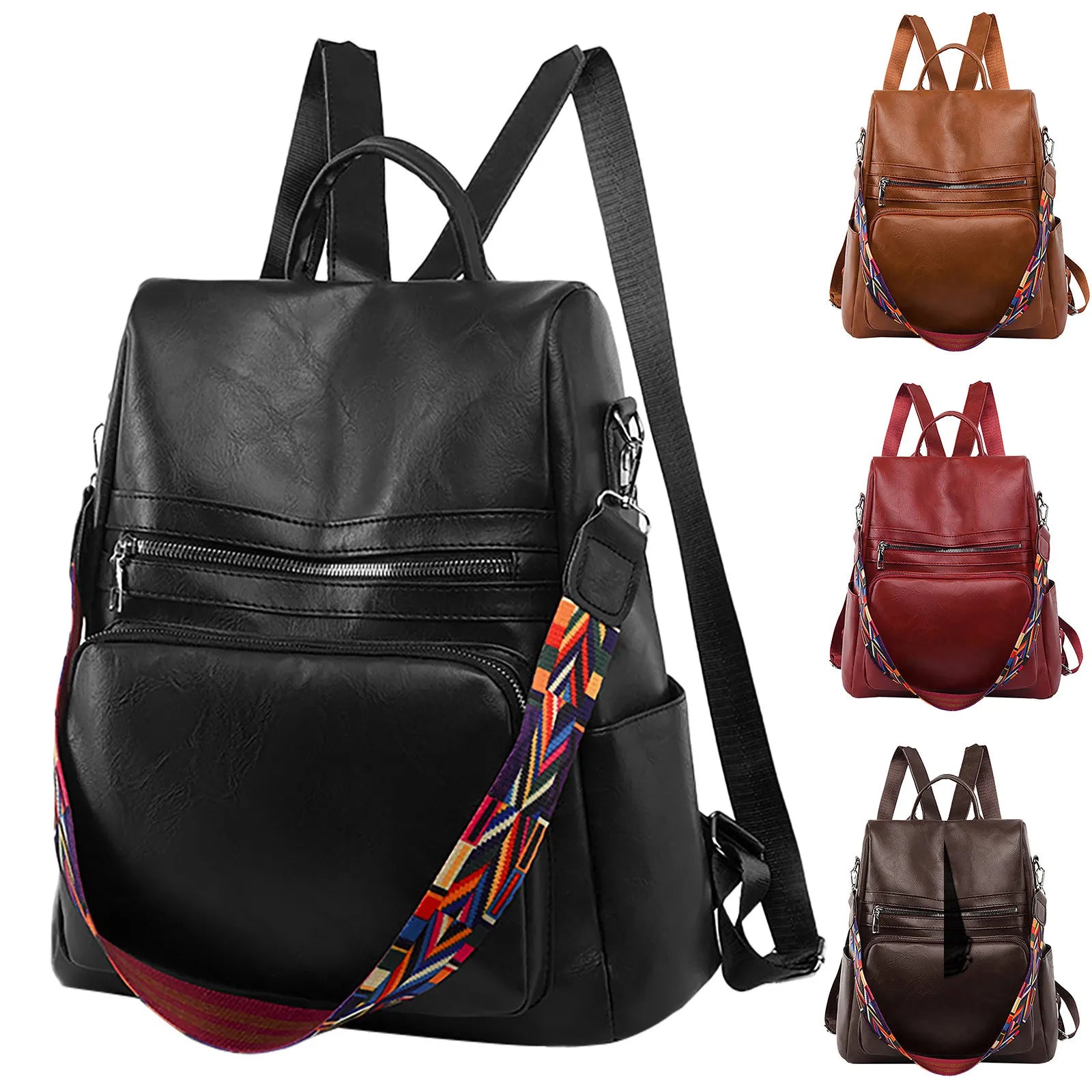 Women's Large Capacity Leather Travel Backpack for Dogs
