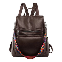 Women's Large Capacity Leather Travel Backpack for Dogs
