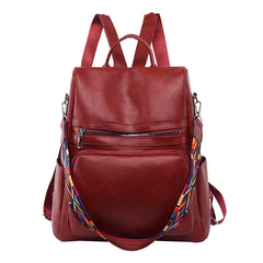 Women's Large Capacity Leather Travel Backpack for Dogs