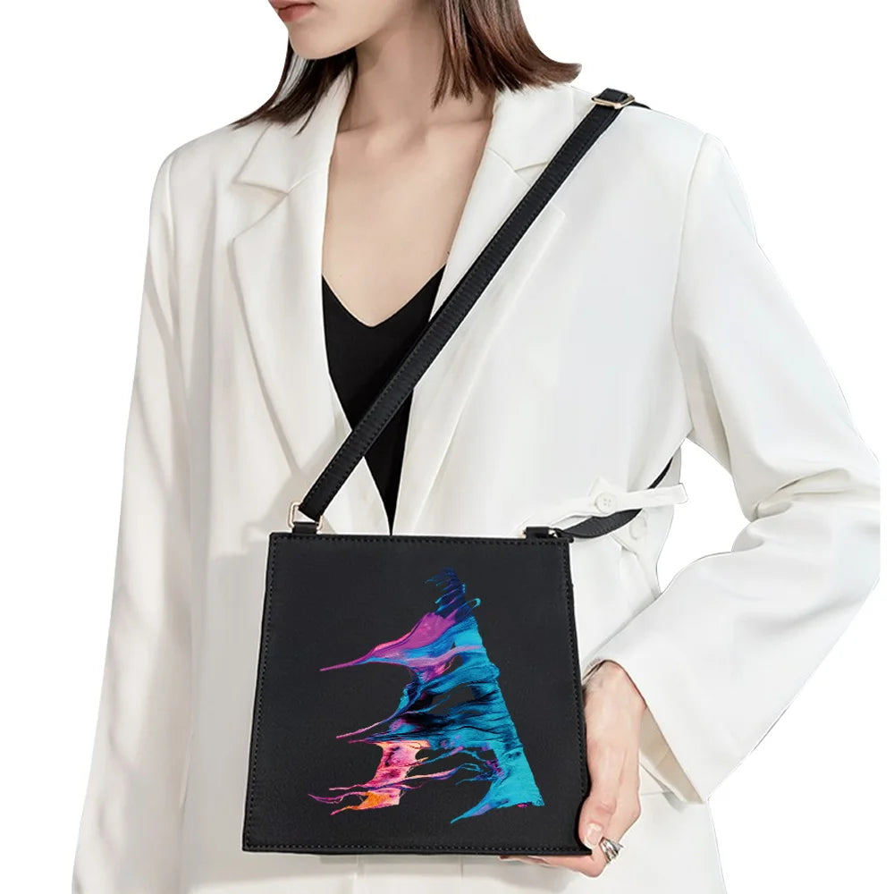 Hand Paint Letter Pattern Shoulder Bag