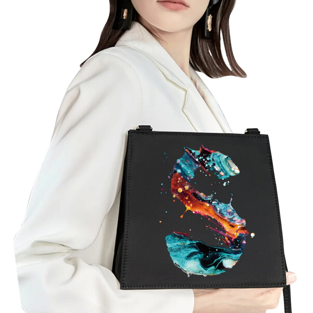 Hand Paint Letter Pattern Shoulder Bag
