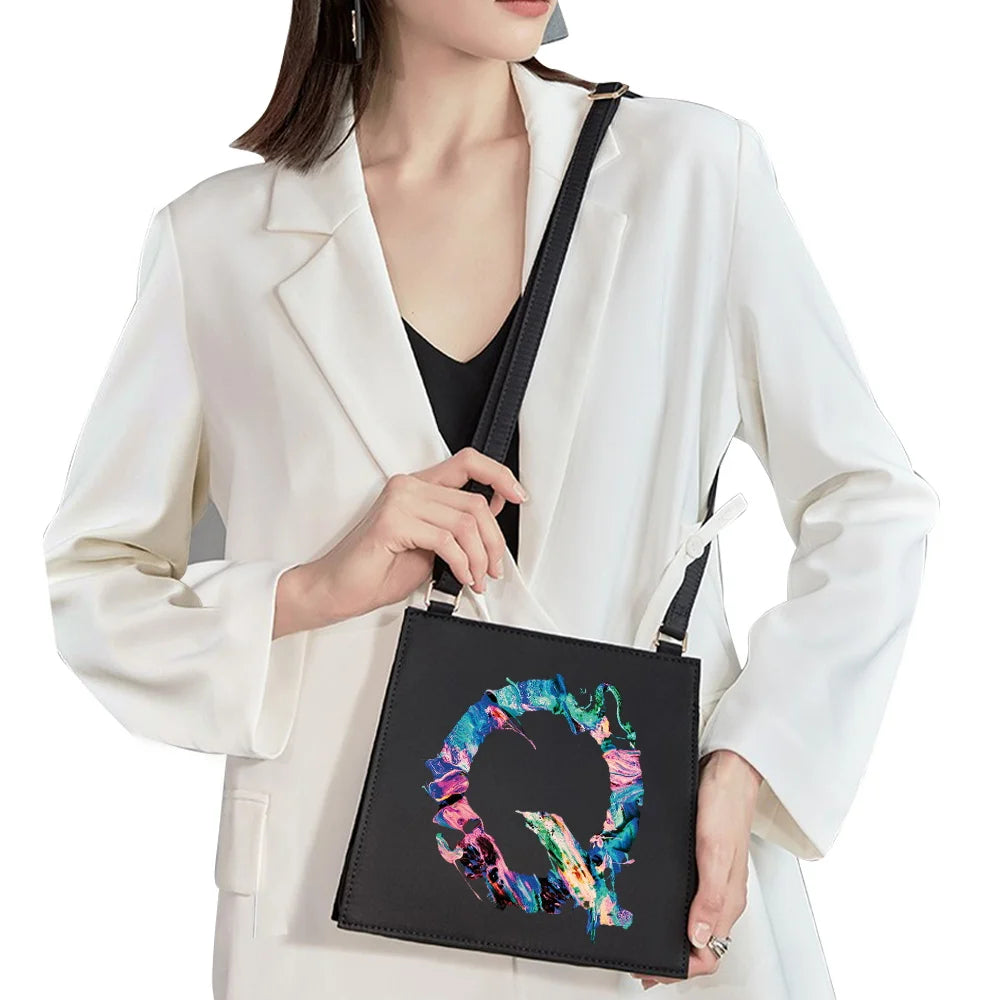 Hand Paint Letter Pattern Shoulder Bag