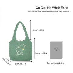 Women's Lamb Fabric Shoulder Bag Handbag Tote Large Capacity