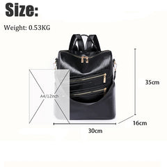 Women's Large Capacity Leather Backpack Retro Travel School Bag