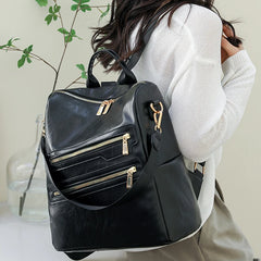 Women's Large Capacity Leather Backpack Retro Travel School Bag