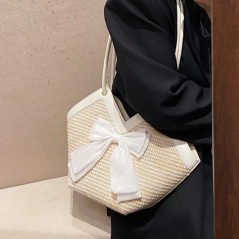 Women's Large Capacity Shoulder Bag Straw Woven Handbag Tote