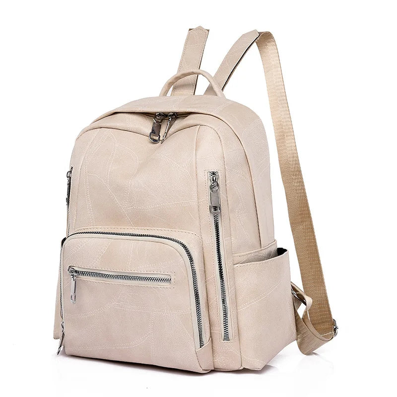 Vintage Pu Leather Women's Backpack Large School Bag