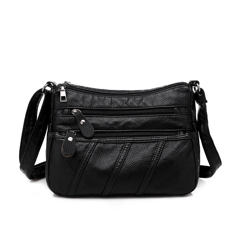 Women's Leather Casual Shoulder Bags Multi-layer Crossbody Handbag