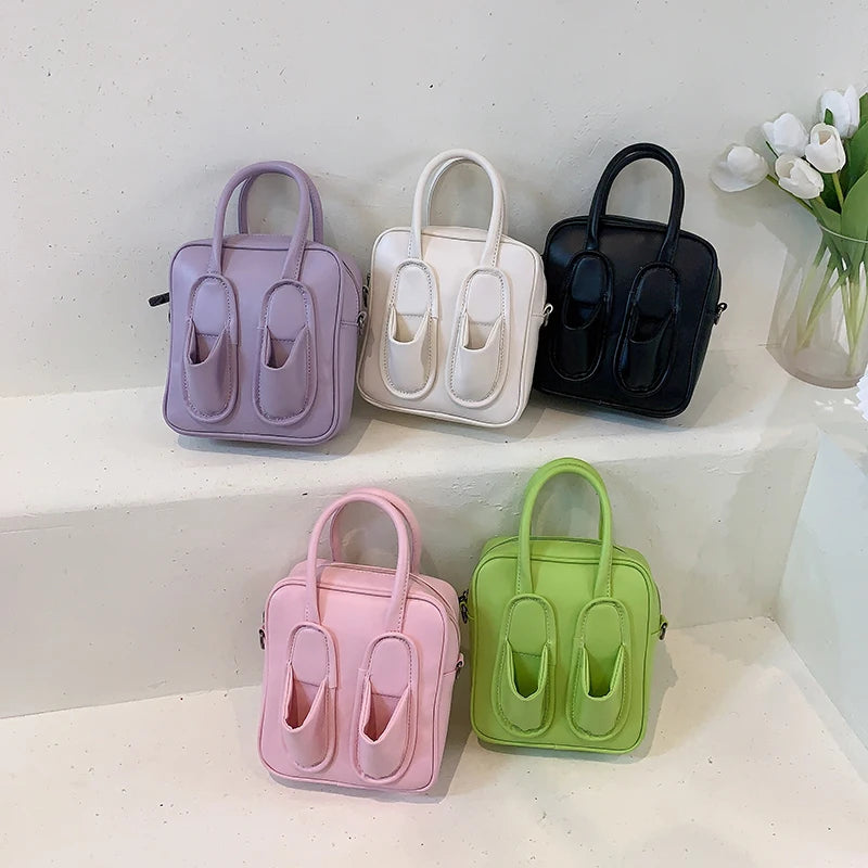 Leather Shoulder Bag Slippers Outer Handbag Zipper Square Casual Crossbody Bag