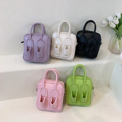 Leather Shoulder Bag Slippers Outer Handbag Zipper Square Casual Crossbody Bag