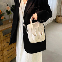 Leather Shoulder Bag Slippers Outer Handbag Zipper Square Casual Crossbody Bag