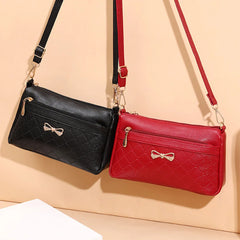 Women's Leather Small Wallet Messenger Shoulder Bag High Bow Handbag