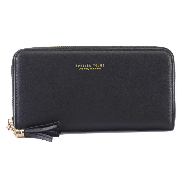 Vintage Women's Leather Wallet Zipper Clutch Large Capacity