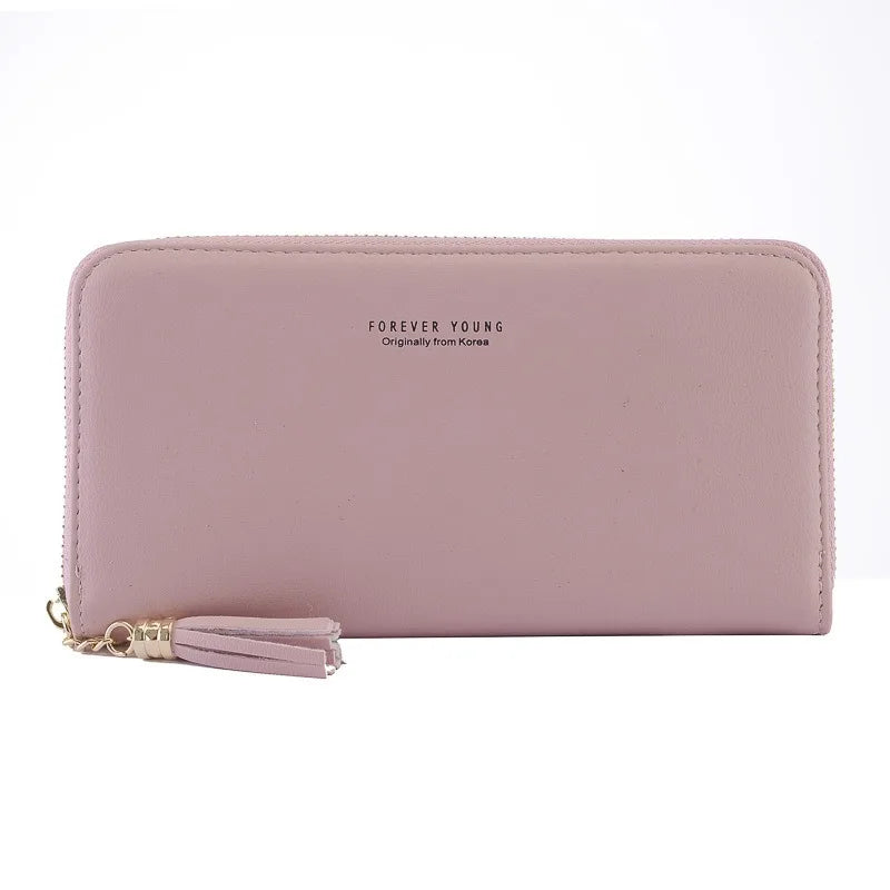 Vintage Women's Leather Wallet Zipper Clutch Large Capacity
